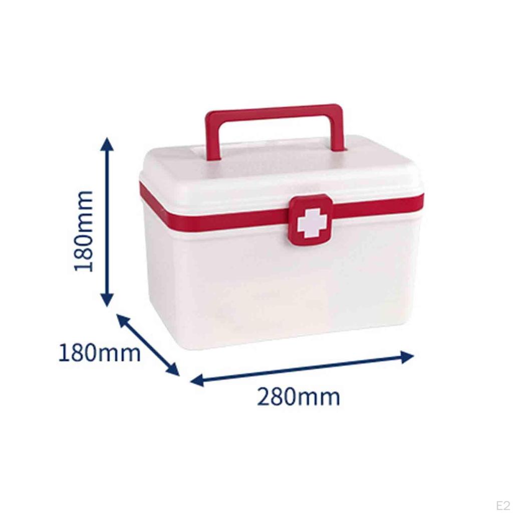Family First Aid Medical Box Double Layer Bin Large Capacity with Handle Storage Organizer for