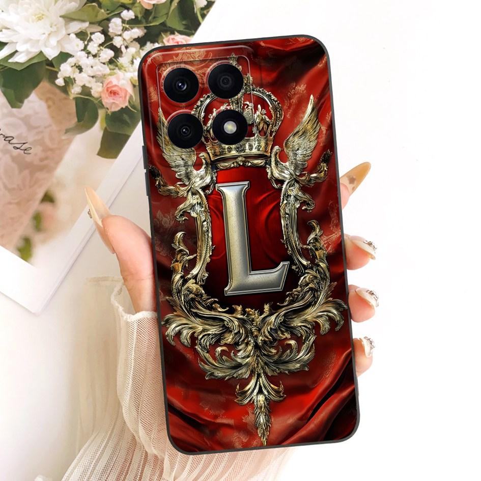 For Honor X8a Case CRT-LX1 CRT-LX2 CRT-LX3 Cover Luxury A Z Initial Letters Crown Soft Silicone Bumper For Honor X8A X 8A Fundas