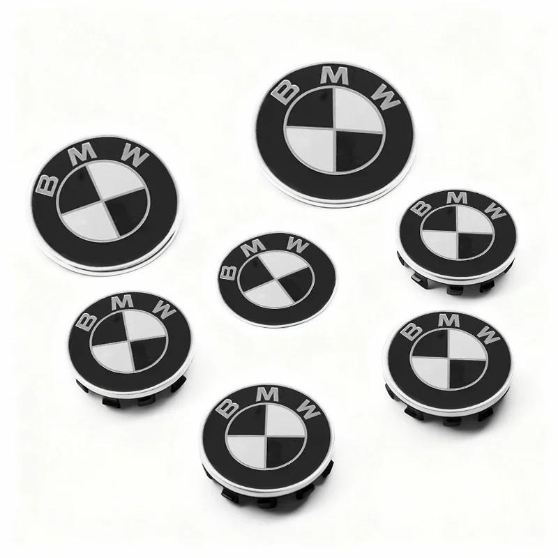 7Pcs For BMW M E30 F06 X5G05 G80 X3F25 E61 F16 G15 X5F25 F10 E71 Steering Wheel Sticker, Wheel Center Caps, Front & Rear Emblems