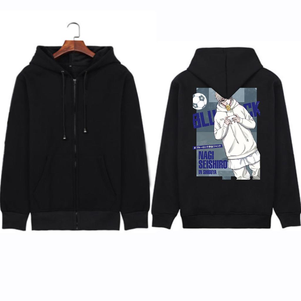 Аниме BLUE LOCK Seishiro Nagi, толстовки на молнии с графикой, мужские и женские винтажные модные пуловеры, зимние повседневные теплые куртки на молнии, пальто