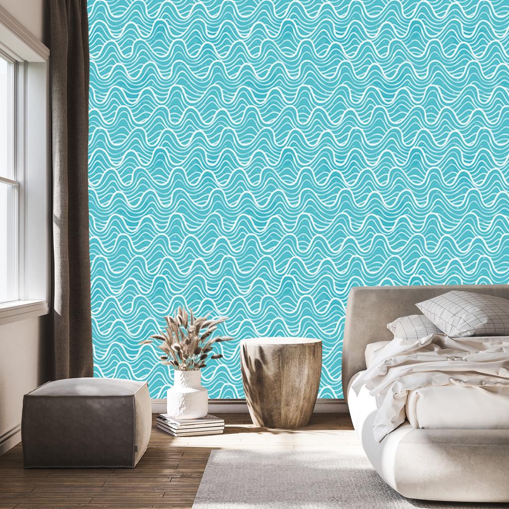 Turquoise Waves Wallpaper for Living Room and Bedroom 50x1000