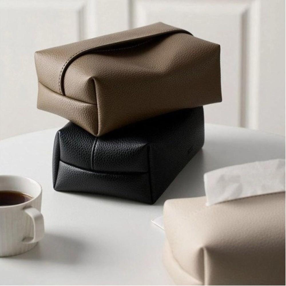 Artificial Leather Tissue Box Desktop Decoration Napkin Holder Tissue Storage Box Living Room