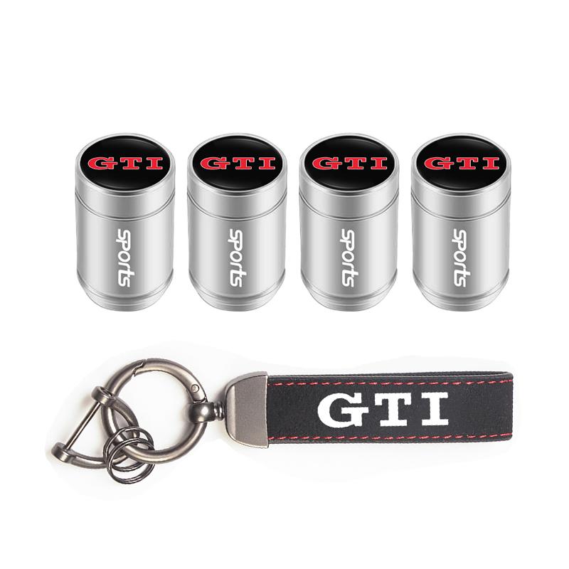 VEMZG1 Car Tire Wheel Valve Caps Cover Suede Car Key Chain Ring Keychain For VW R GTI Polo Golf Passat Tiguan Arteon Touareg ID.3 Jetta