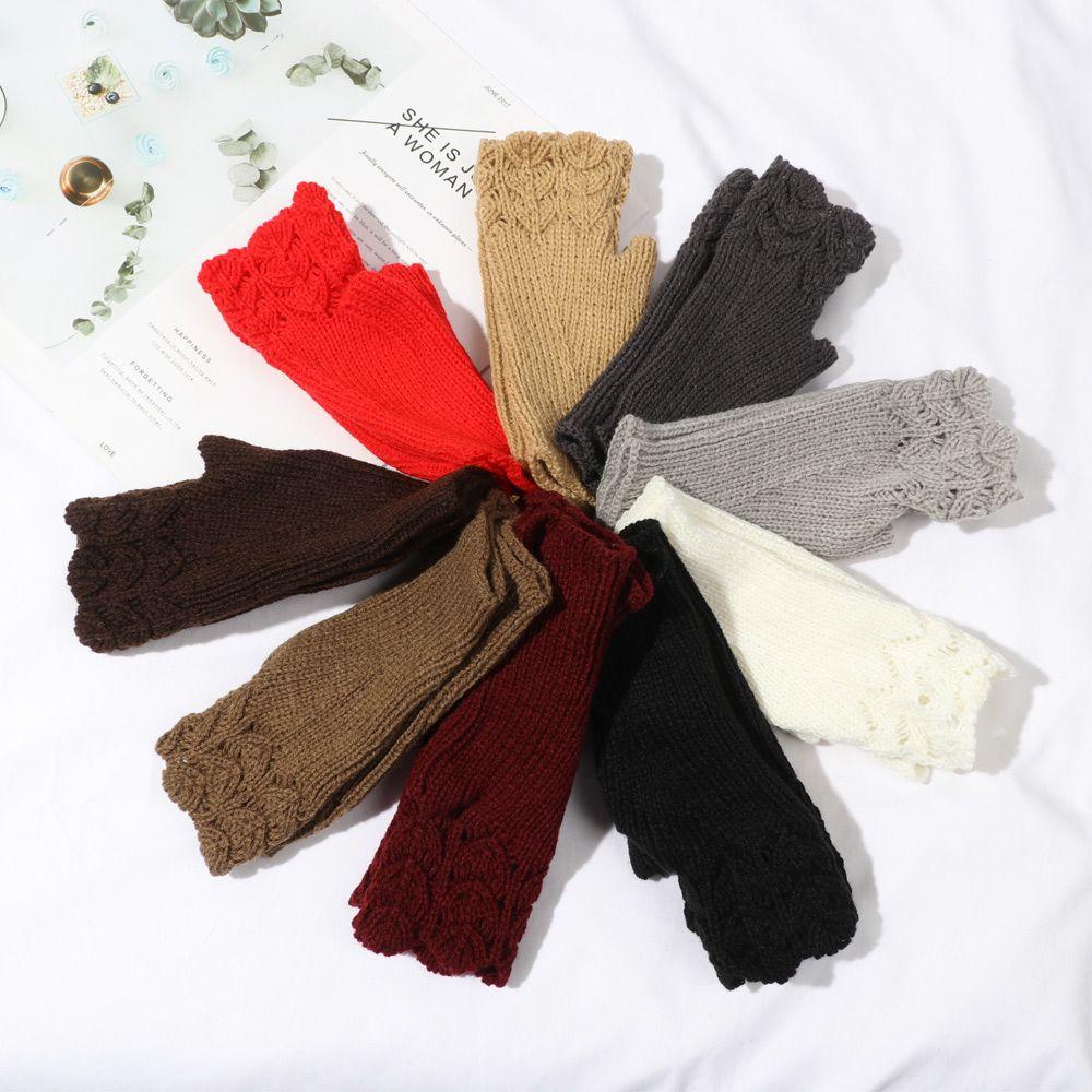 Зимние эластичные мягкие митенки без пальцев, вязаные перчатки, толстые теплые гетры
