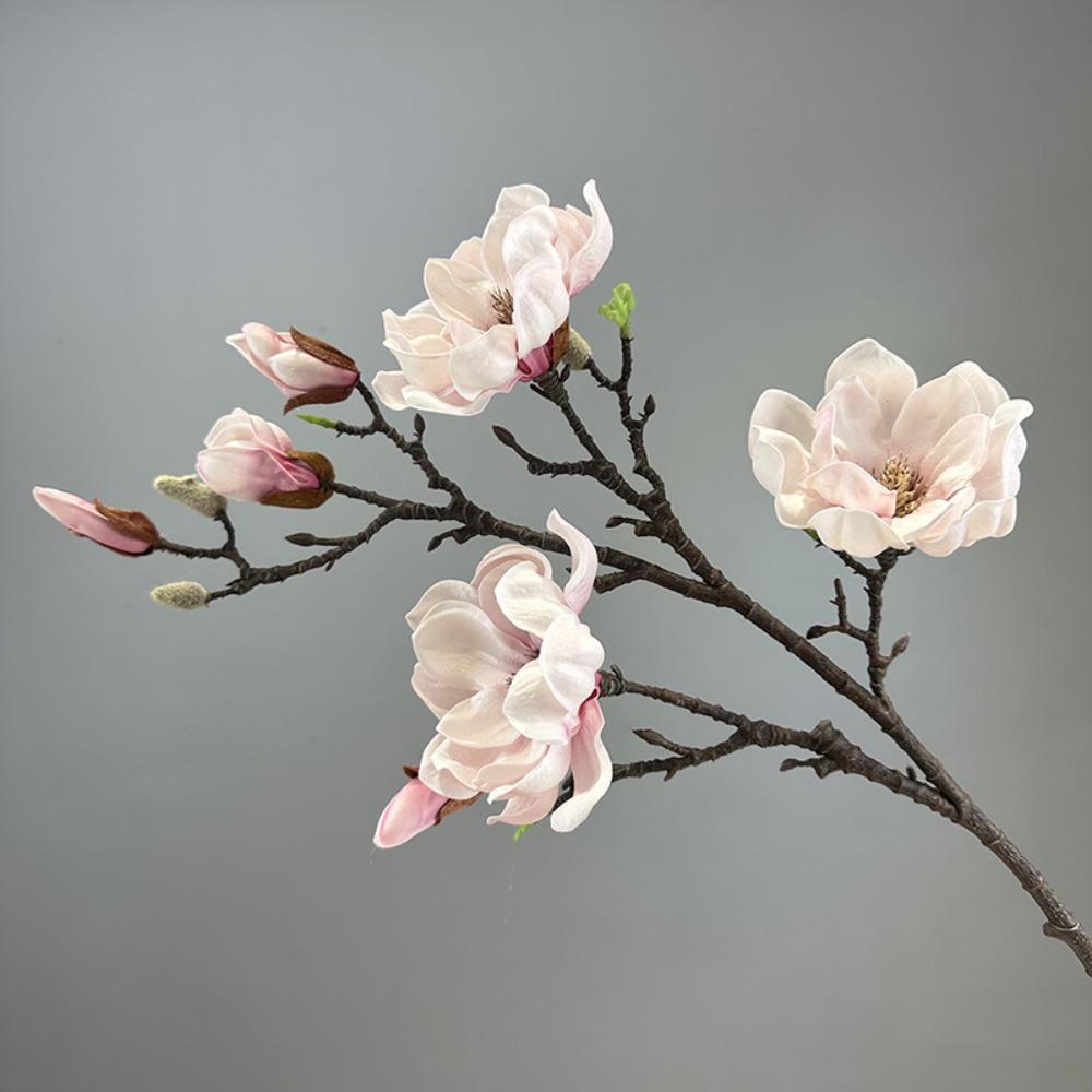 Handmade Simulation Big Magnolia Real Touch Fake Flower Artificial Magnolia Branch  Teacher's Day