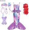 Princess Ariel Cosplay Dress for Girls Mermaid Carnival Halloween Party Costume Birthday Ball Gown Fantasy Appare