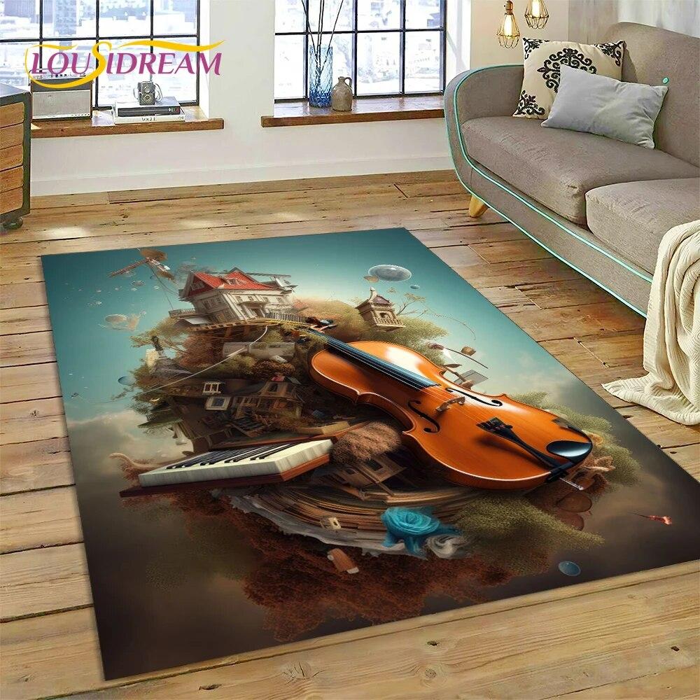 Мечта Скрипка Виолончель Музыкальный Инструмент Ковер Ковер для Дома Гостиная Спальня Диван Коврик Декор, детский коврик Нескользящий напольный коврик