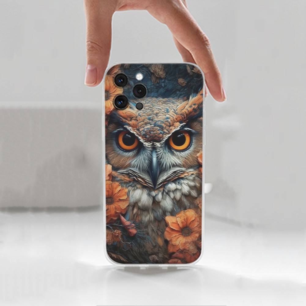 Милый C-Цветной Сова B-Птица Чехол Для iPhone X,XS,SE,12,15,Pro,17,Plus,11,Max,13,XR,14,16,Mini,Прозрачный Мягкий Чехол