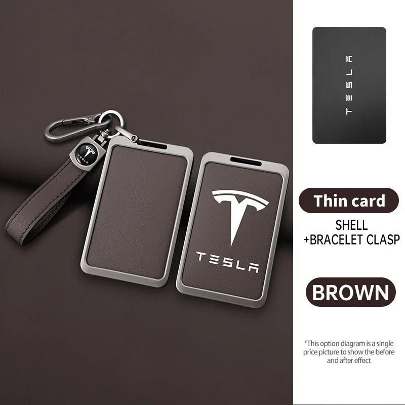 NJUT5 For Tesla Model 3 Model Y Fashion Zinc Alloy Car Smart NFC Card Key Case Cover Shell Keychain Protection Auto Styling Accessory