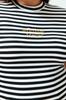 Women's Style Plus Size Black-White Striped Knitted T-shirt with Embroidery Detail