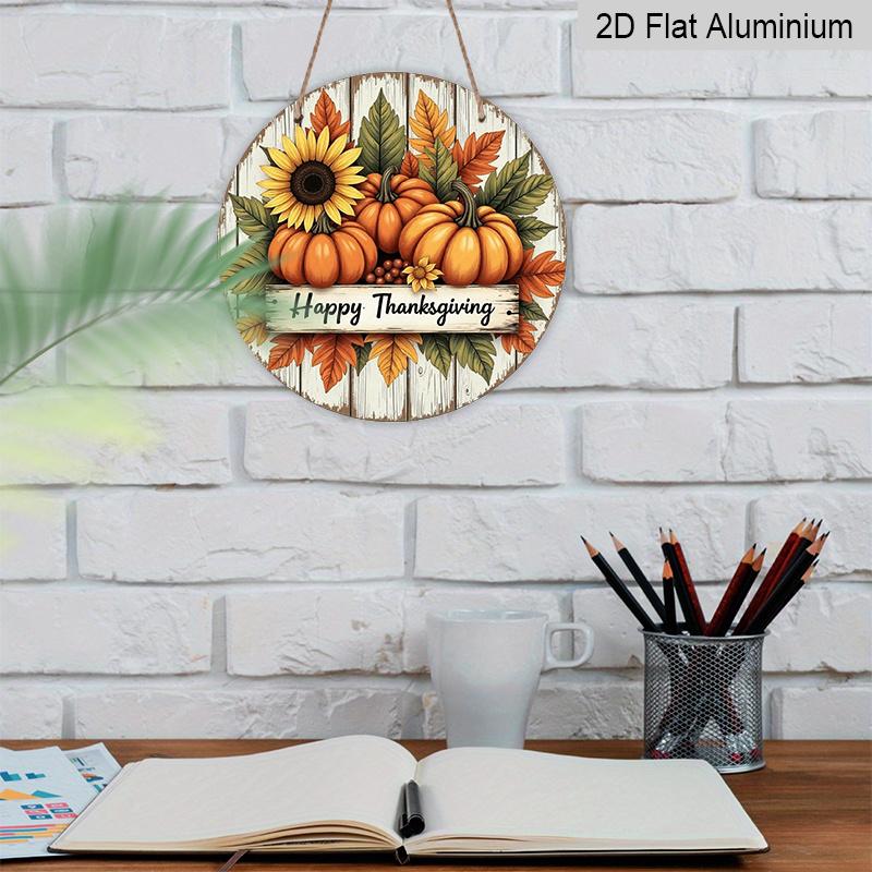 2D Flat, 1pc Round Metal Sign with Harvest Theme And Welcome Text for Kitchen, Cafe, Yard And Home Decor Wall Decor, HD Printed for Indoor/Outdoor