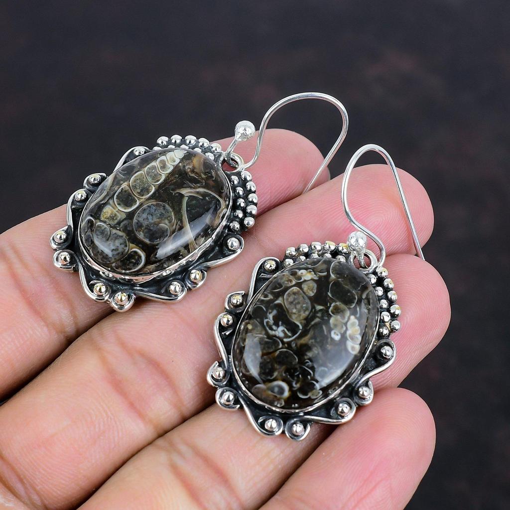Серьги Turritella Agate, серебряные серьги 925 пробы, красивые серьги с драгоценными камнями, элегантные ювелирные изделия, подарки для нее, серьги ручной работы, украшения в стиле бохо