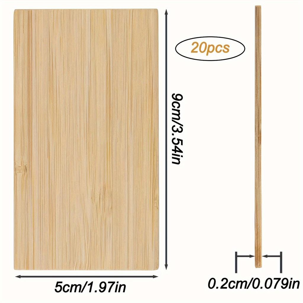 20-Pack Unfinished Bamboo Wood Planks for Carving and Crafts, Rectangular Blank Bamboo Panels