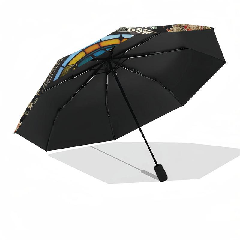 Bee Color RetroThemed Automatic Opening and Closing Umbrella - 8 Ribs, Suitable for Leisure and Going Out, Outdoor Accessory, Gothic Style,