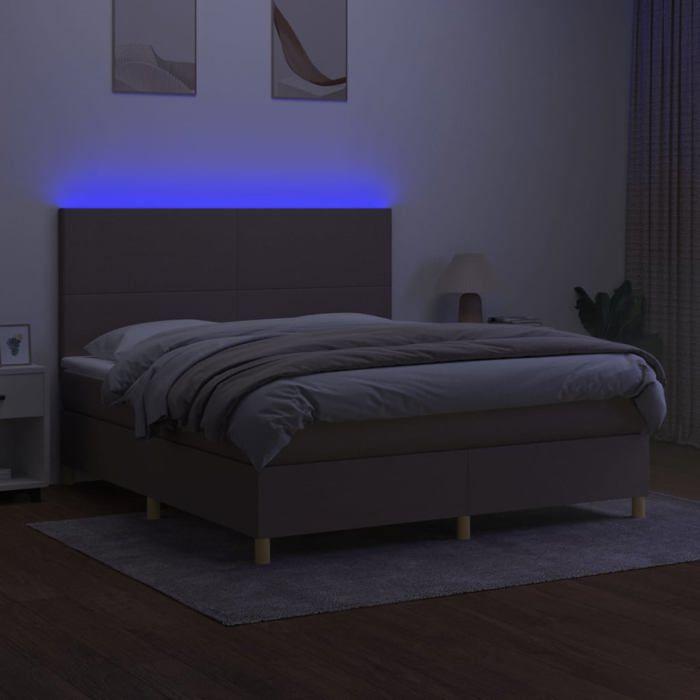 Maison Exclusive - Sommier à lattes de lit et matelas et LED Taupe 180x200cm Tissu