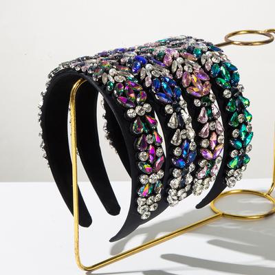 Тканевая ретро повязка на голову со стразами для женщин, модная барочная, полностью усыпанная стразами, капля воды, легкая, роскошная, элегантный аксессуар для волос