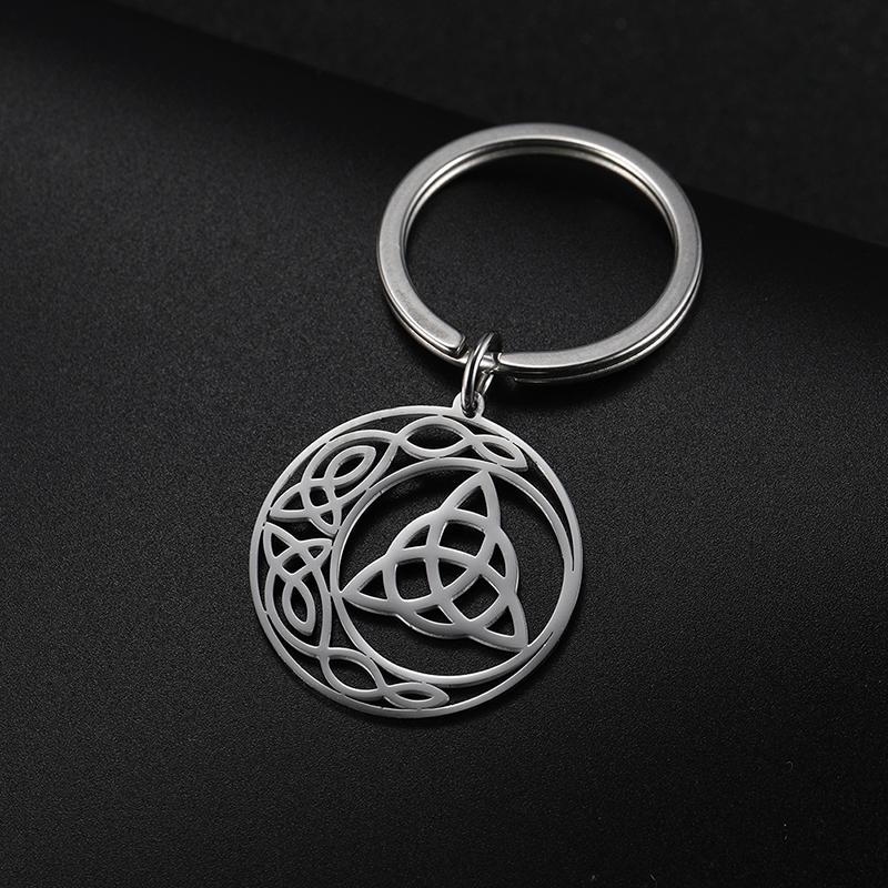 Dreamtimes Vintage Viking Celtics Knot Keychain Stainless Steel Pendant Keyrings For Men Women Ancient Amulet Wicca Jewelry