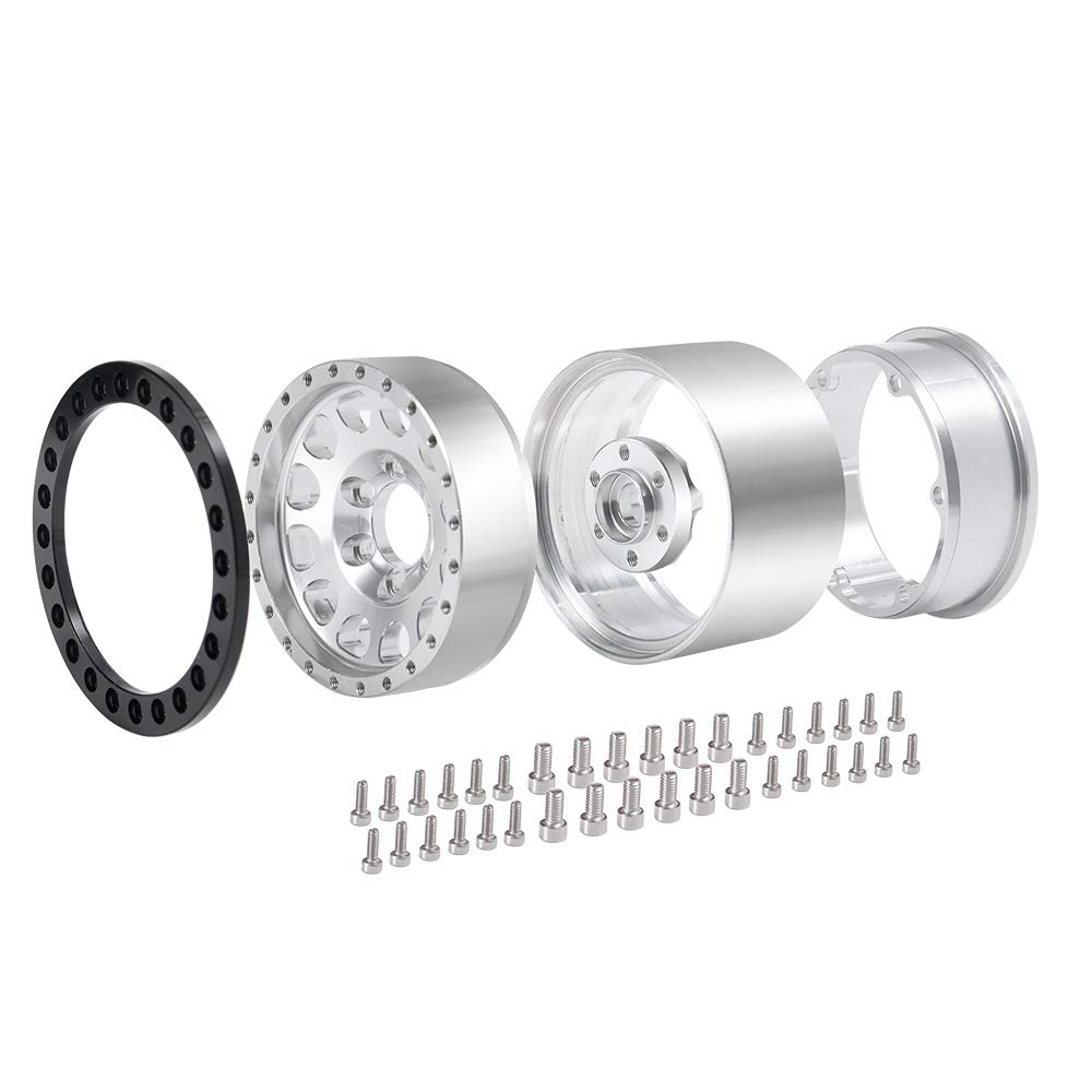 RC Car Inch Internal Beadlock Wheel Widened Version 35mm Internal Beadlock Wheel Hub for AXIAL SCX10 RC Crawler 1 and 4 1.9 No. (Silver Black, Pieces)