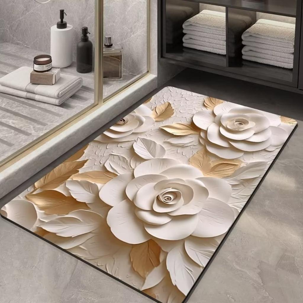 Diatom Printing Bathroom Thickening Mat Bath Non-slip Carpets In Wash Basin Bathtub Side Floor Rug Shower Room Doormat Memory Foam 3D Pad
