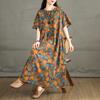 2025 Women Plus Size New Summer Dress Casual Oversized Linen Basic Vintage Loose Maxi Printing Dress