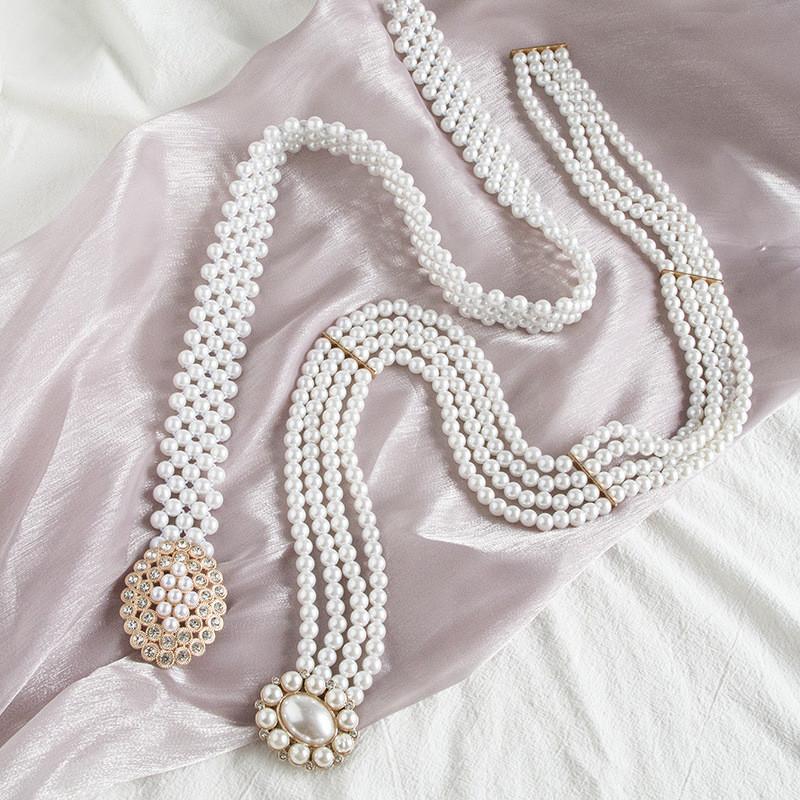 Korean Style Pearl Belt For Females With Stretchable Design For Dress Night Out
