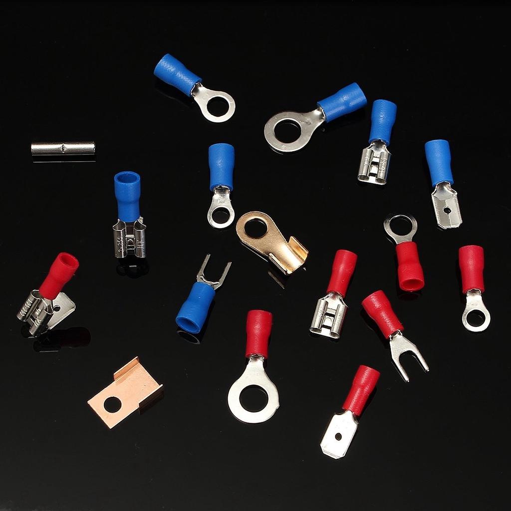350 шт., обжимные клеммы для проводов, соединители + 328 шт., набор термоусадочных трубок из полиолефина 2:1 в ассортименте, изолированный комплект