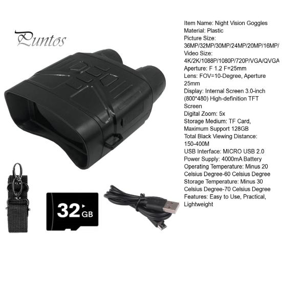 Очки ночного видения, бинокли, дизайн с большим экраном, перезаряжаемые бинокли, инфракрасные очки ночного видения для кемпинга, оборудование для наблюдения