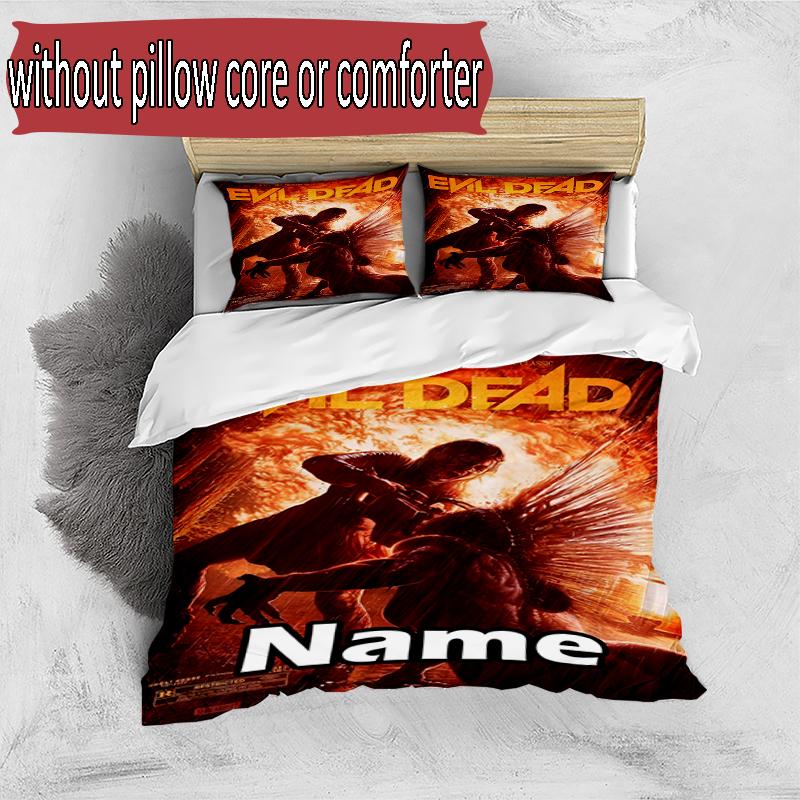 3pcs Duvet Cover Set (1*Duvet Cover + 2*Pillowcase, Without Core), Custom Name The Evil Dead Pattern Bedding Set, Home Bedroom Decor Gift