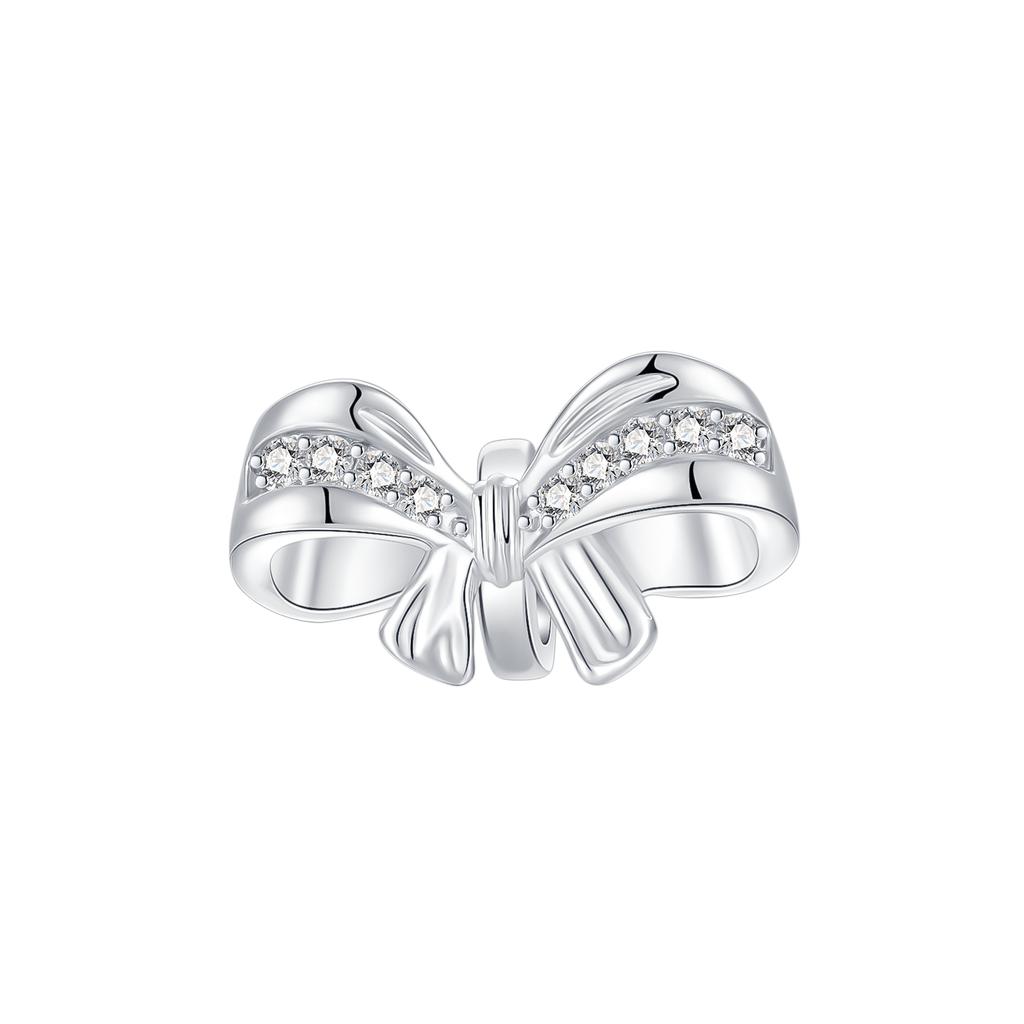 925 Silver Charms Colorful Bow Set Earrings Ring Beads Pendant for Women Bracelets Necklaces DIY Jewelry Gift