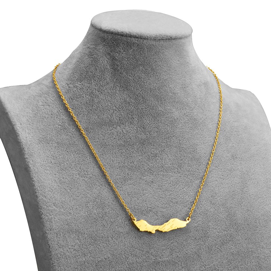 Anniyo 4CM Curacao Map & Village Name Pendant Chain Necklaces Charm Stainless Steel Gold Color Silver Color Jewellery @230421