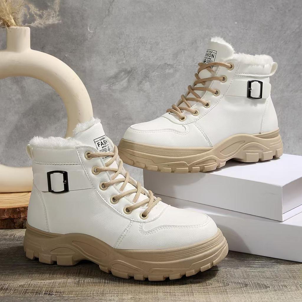 Мода 2024 Зимние Теплые Спортивные Ботинки Женские Короткие Плюшевые Ботильоны Модные Универсальные Туфли на Платформе Женские Легкие Кроссовки Ботас