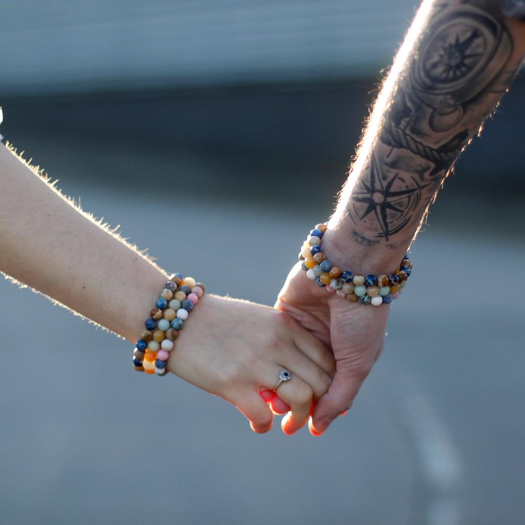 Couple Bracelets Set of 2 Picasso Jasper Howlite