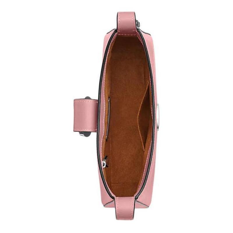 COACH Eliza 25 solid color non-detachable shoulder strap with buckle closure cow leather half-moon bag shoulder handbag medium size women's true pink