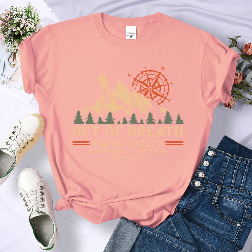 Hiking Society Printing T Shirt Female Summer Fashion Loose Clothes AllMatch Street Breathable Short Sleeve Casual Unisex Top