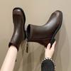 Foreign Trade British Style Martin Boots Women's 2024 Autumn New Low Heel with Round Head Soft Leather Super Fire Versatile Chelsea Boots