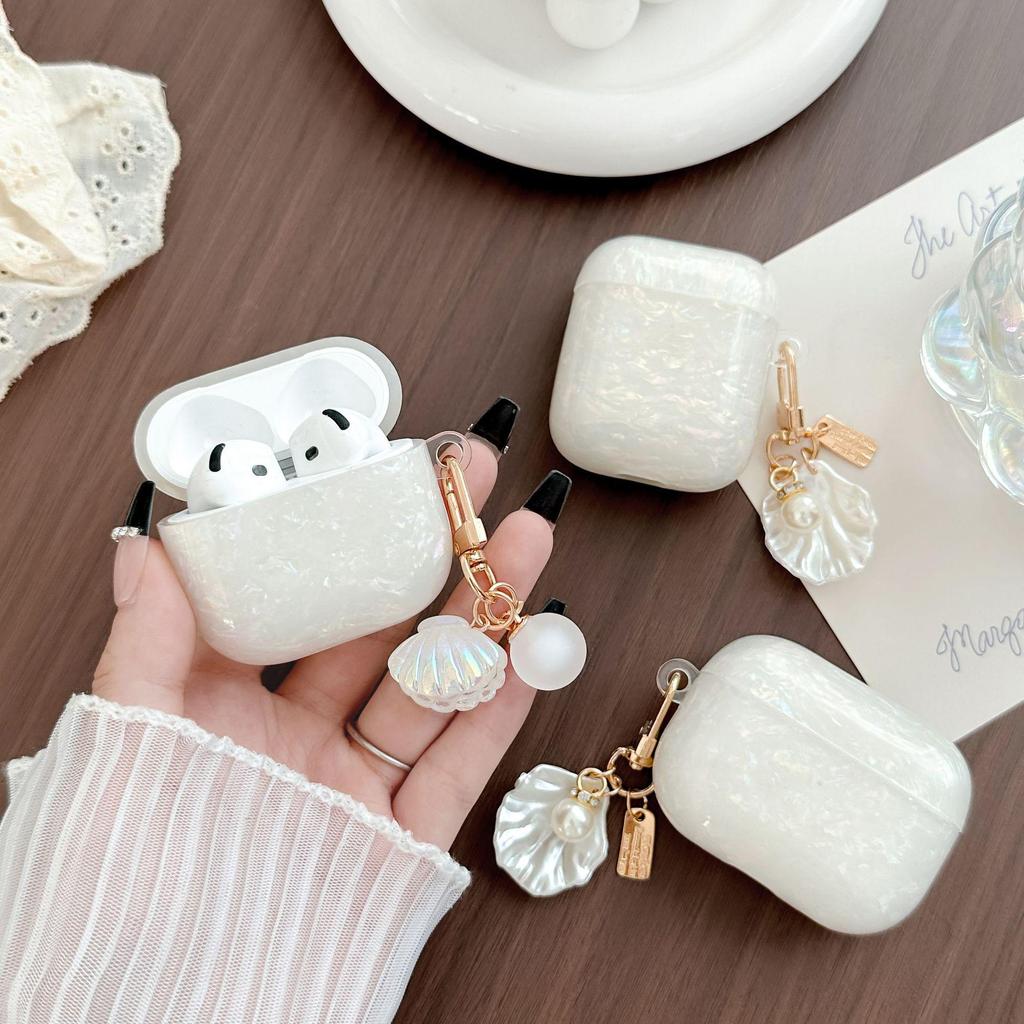 Защитный чехол с позолоченным узором в виде ракушки для AirPods 1-го/2-го поколения