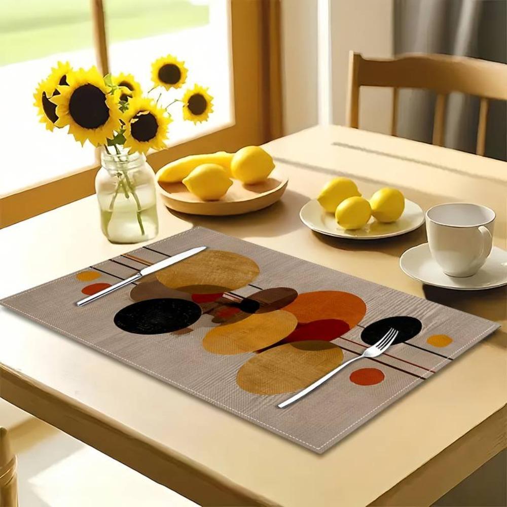 2PCS Oil-Proof Dining Table Mat Rectangular Coffee Cup Mats Washable Heat-Insulating Mat Kitchen