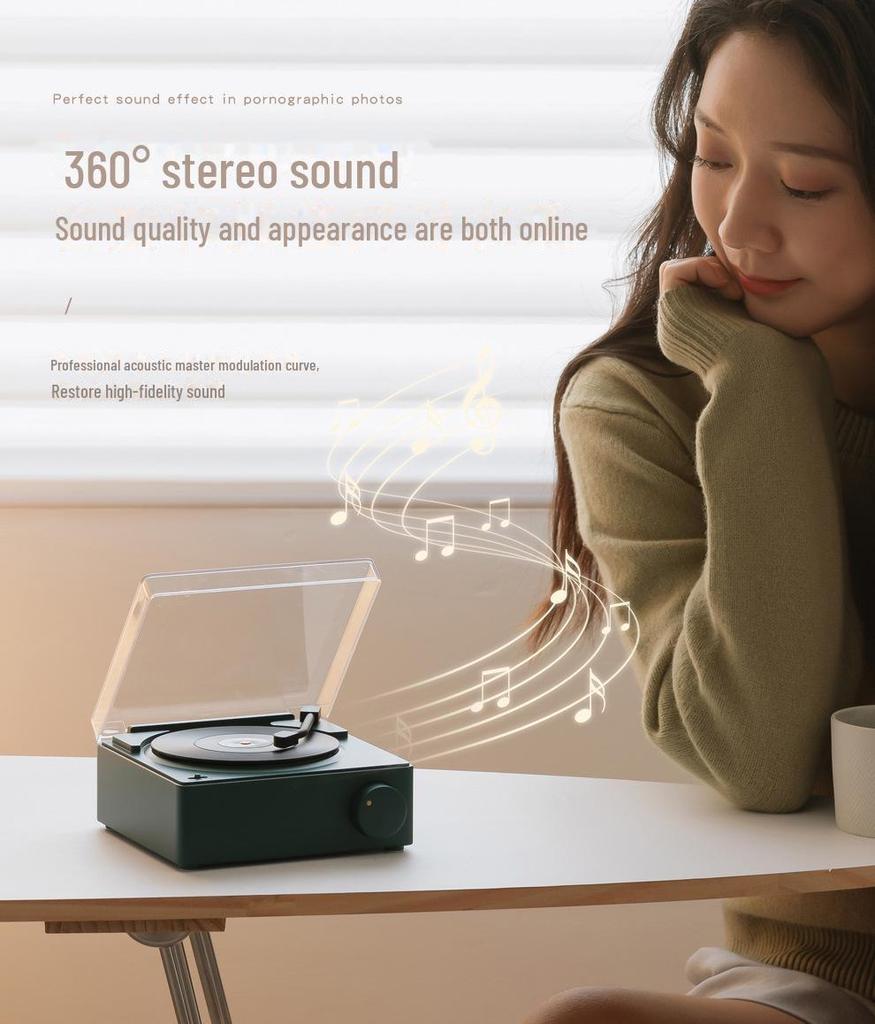 Виниловый проигрыватель Creative Atomic с Bluetooth: Многофункциональный будильник, динамик, звуковая карта, интеллектуальное беспроводное настольное устройство