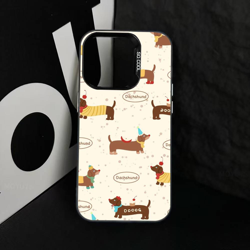 Милый мультяшный чехол для телефона с таксой Для iPhone 17,16,15,14,13,12,11 Plus,Pro Max,XS,Цветной Серебристый Черный Чехол