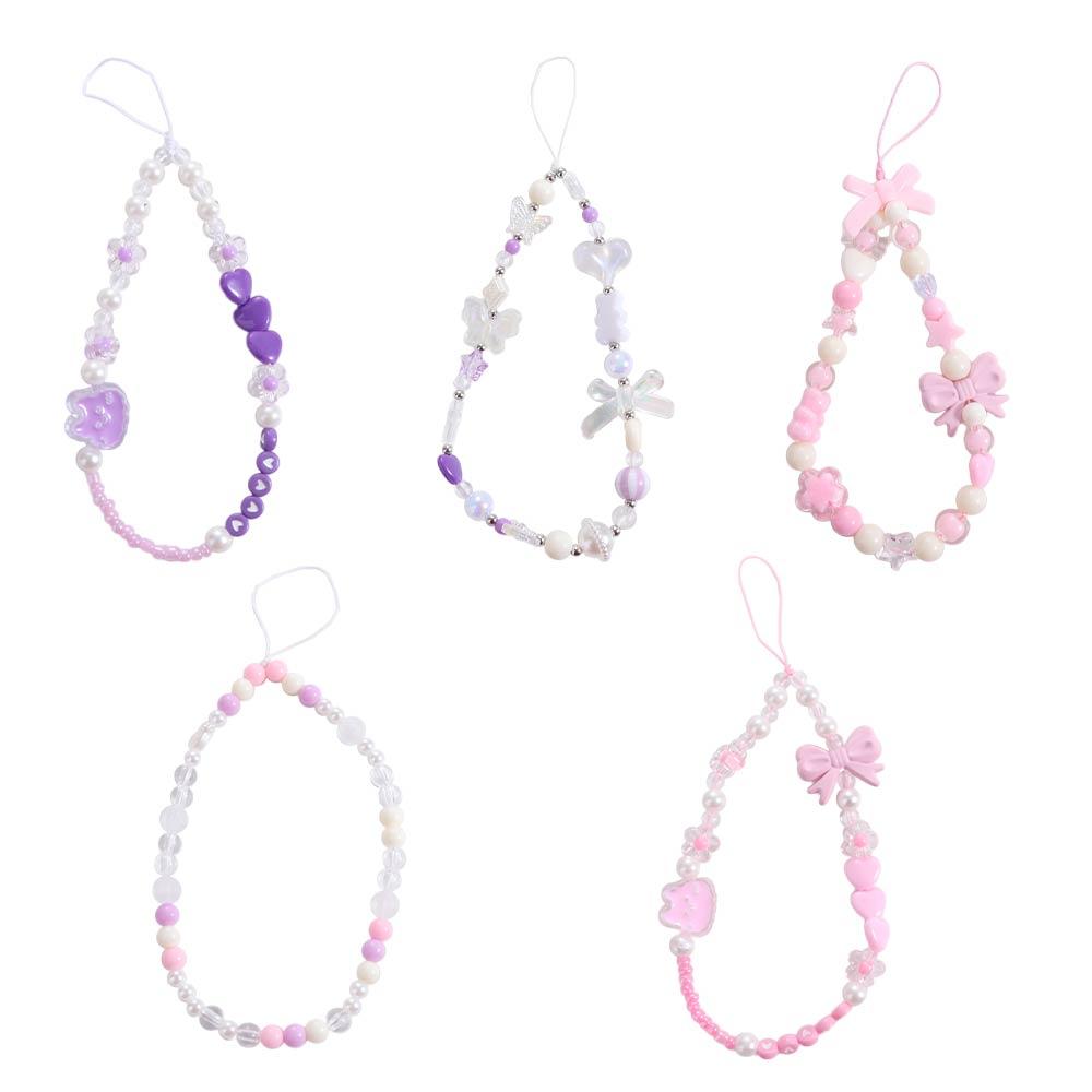 Bowknot Pink Bead Love Bow Pendant Plastic Bowknot Y2K Phone Lanyard Ornament