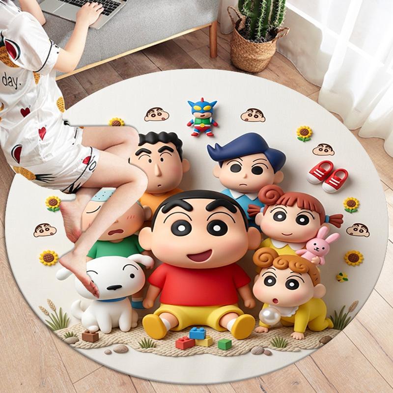 Crayon Shinchan Round Area Rug Carpet Rug For Living Room Bedroom Sofa Playroom Decor Nonslip Floor Mat