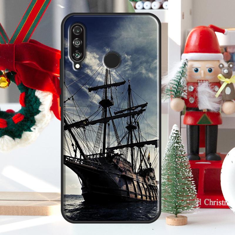 Sailing Pirate Ship Boat For Huawei Nova 9 10 SE 11 Pro Y60 Y70 Y90 Y61 Y91 Y72 Y73 12i 11i 8i P20 P30 P40 Lite Case