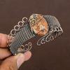 Leopard Skin Jasper Handmade Copper Wire Wrap Bangle Adjustable I2f87