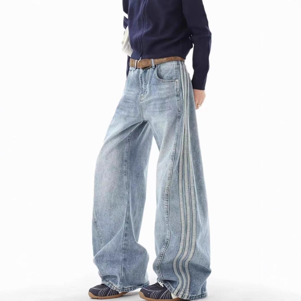 Джинсы JYL Унисекс Bootcut Американский Винтаж Весна Нишевые Свободные Модные Джинсовые для Пары
