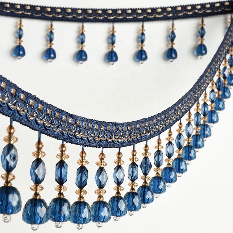 Lace Crystal Beads Accessories Tassels for Curtains European Decorative Hanging Table Edge Pendants in Stock