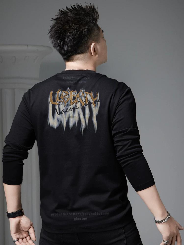 European Station 2025 New Men's Long-Sleeve T-Shirt Trendy Versatile Round-Neck Base Shirt Autumn Fashion Brand Printed Top