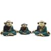 Brass Yoga Monkey Figurines, Set of 3