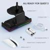Зарядная база для Meta Quest 3 VR, беспроводная зарядная стойка с RGB-подсветкой, зарядная база, 2 перезаряжаемых аккумулятора для Oculus/Meat Quest 3