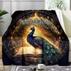1PC Custom Name "Peacock Magic Circle" flannel blanket versatile,all-season throw suitable for the living room,bedroom,camping,travel,and gift