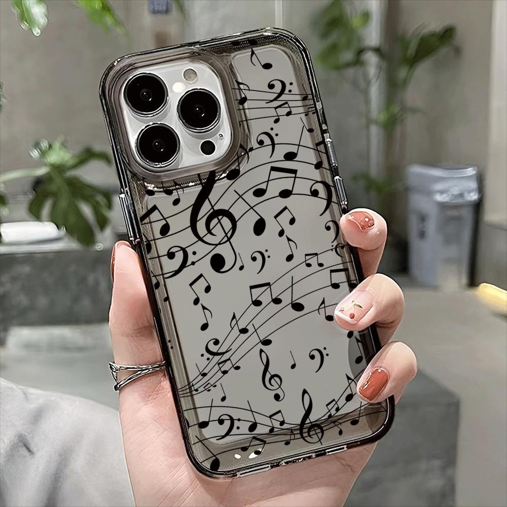 Прозрачный чехол для телефона с нотами для iPhone 16 13 15 11 Pro 12 14 17 Pro Max 17 Air 15 Plus Ударопрочный чехол Силиконовый Мягкий Fundas